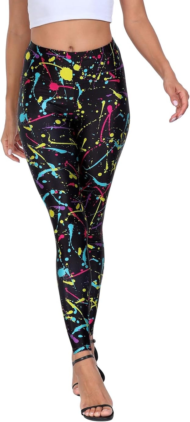 image:imageHDE Trendy Design Workout Leggings Fun Fashion Graphic Printed Cute PatternsB Paint Splatter
