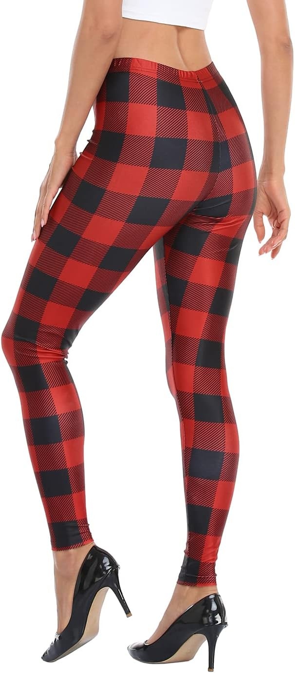 image:imageHDE Trendy Design Workout Leggings Fun Fashion Graphic Printed Cute PatternsBuffalo Plaid