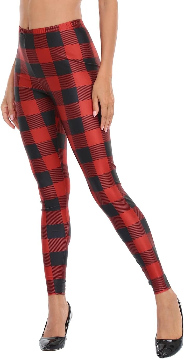 image:imageHDE Trendy Design Workout Leggings Fun Fashion Graphic Printed Cute PatternsBuffalo Plaid