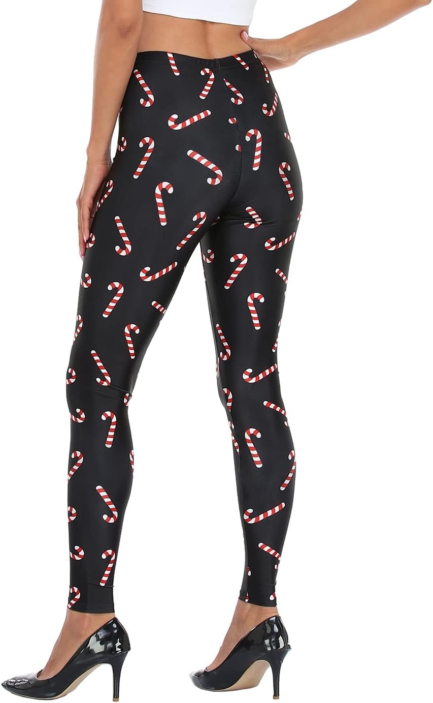 image:imageHDE Trendy Design Workout Leggings Fun Fashion Graphic Printed Cute PatternsCandy Canes