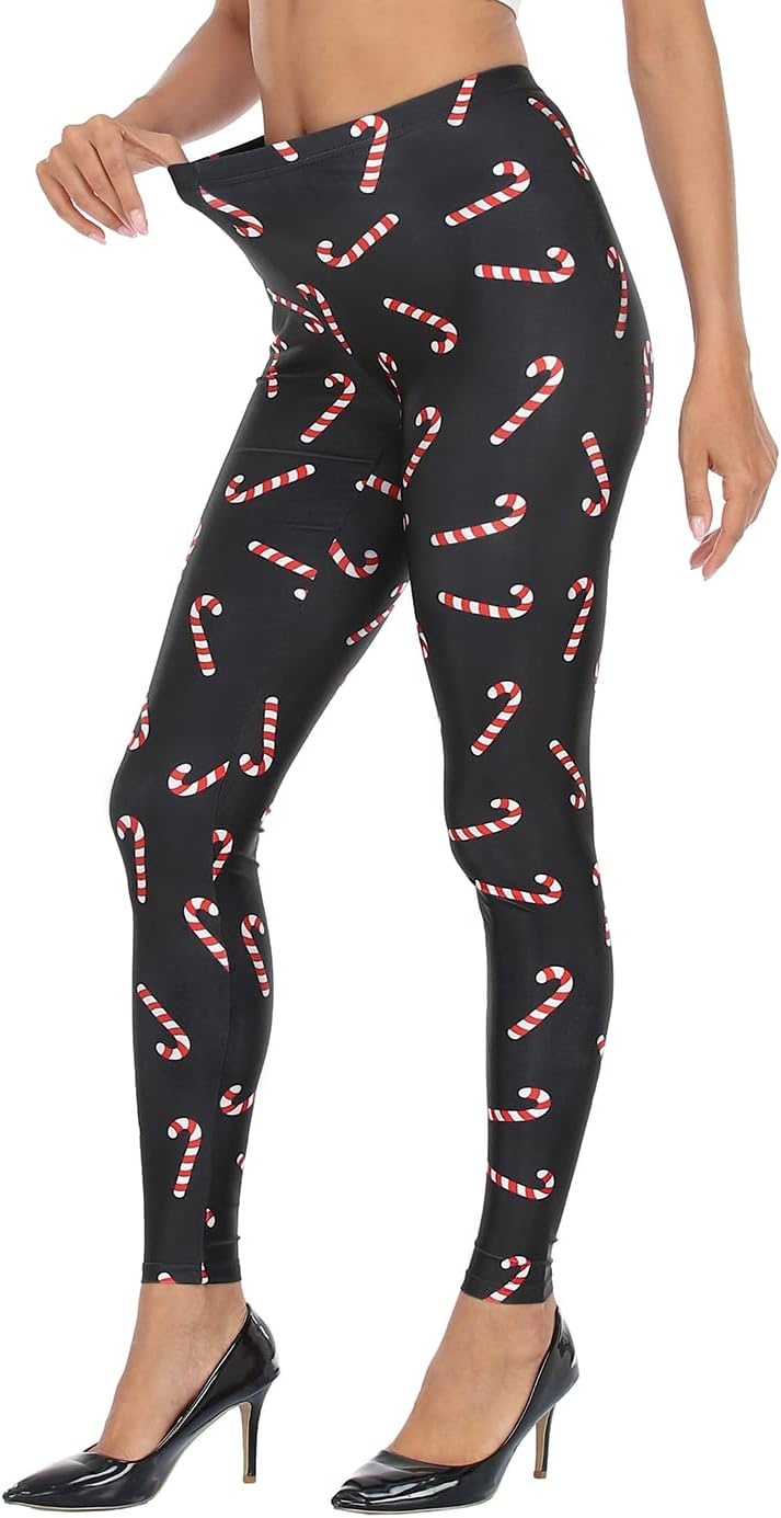 image:imageHDE Trendy Design Workout Leggings Fun Fashion Graphic Printed Cute PatternsCandy Canes
