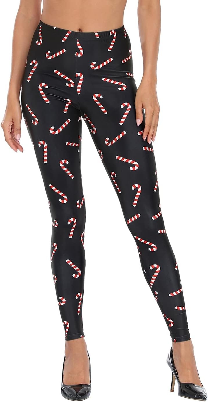 image:imageHDE Trendy Design Workout Leggings Fun Fashion Graphic Printed Cute PatternsCandy Canes