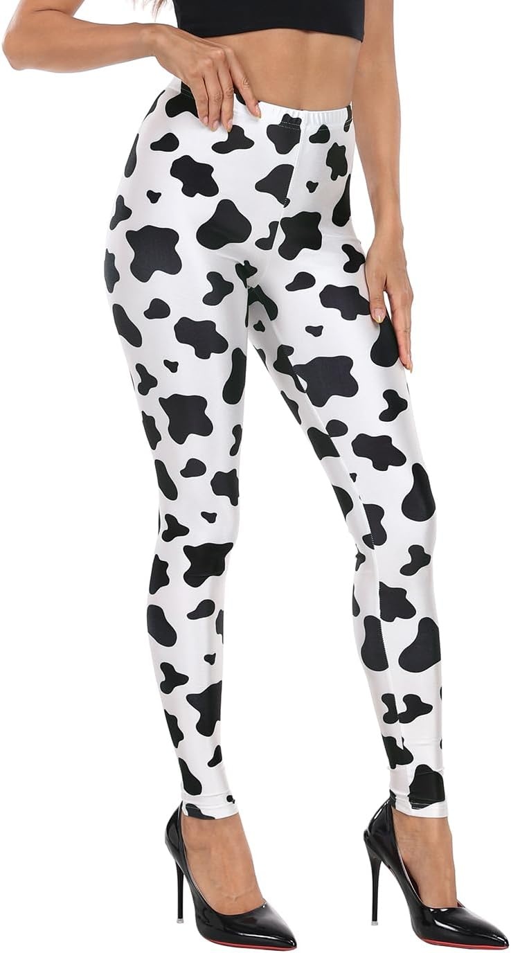 image:imageHDE Trendy Design Workout Leggings Fun Fashion Graphic Printed Cute PatternsCow Spots