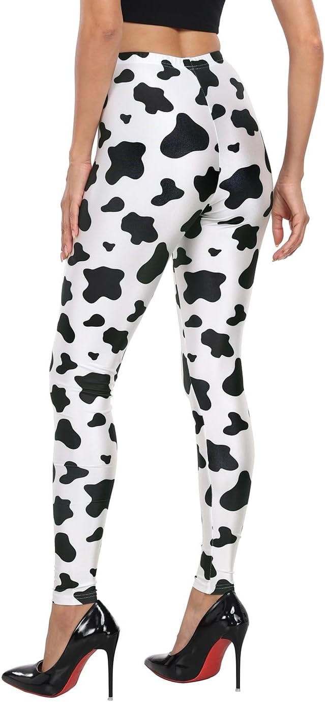 image:imageHDE Trendy Design Workout Leggings Fun Fashion Graphic Printed Cute PatternsCow Spots