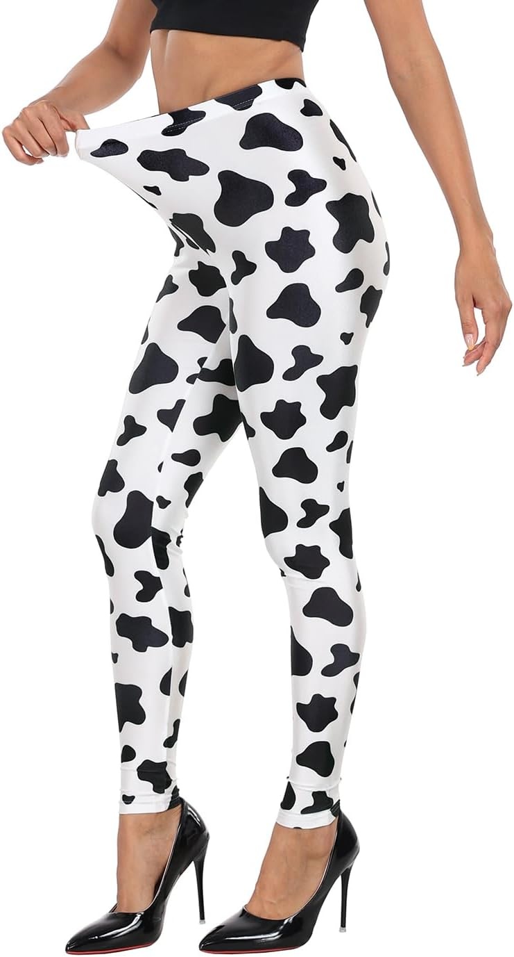 image:imageHDE Trendy Design Workout Leggings Fun Fashion Graphic Printed Cute PatternsCow Spots