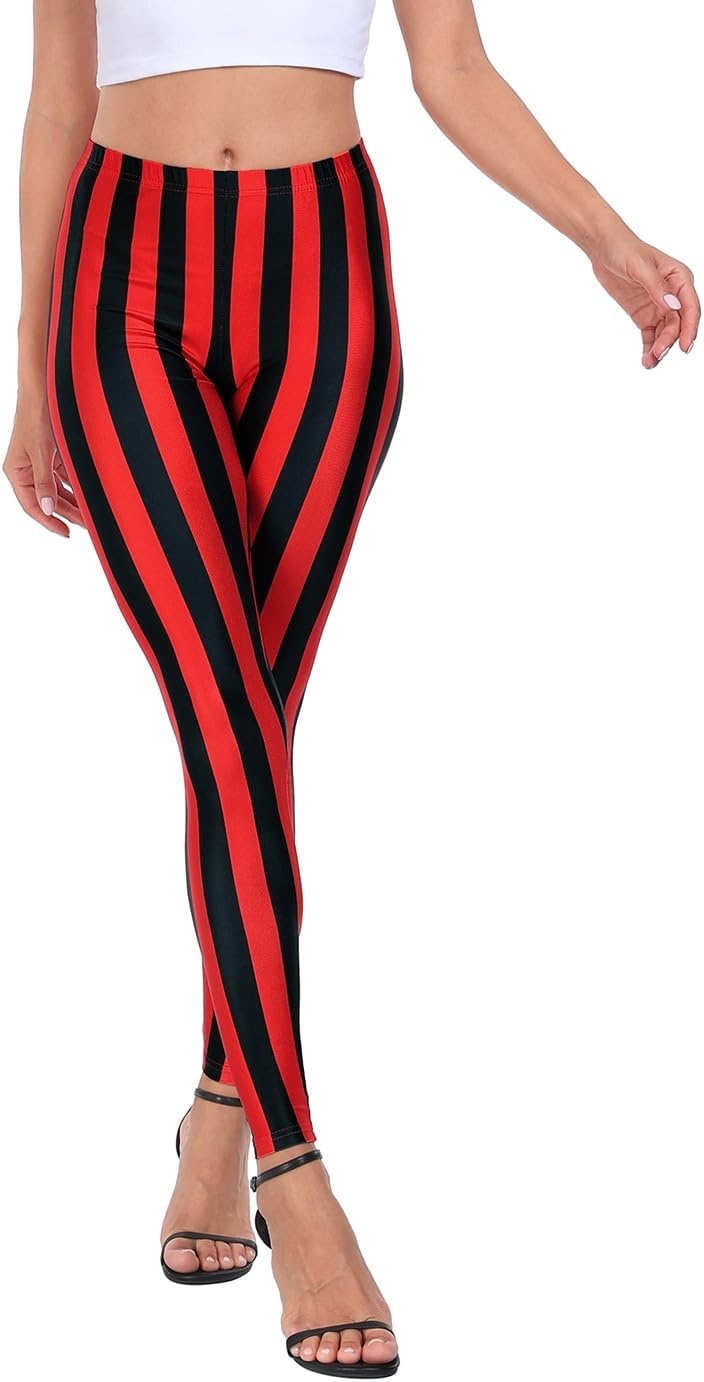 image:imageHDE Trendy Design Workout Leggings Fun Fashion Graphic Printed Cute PatternsF Black and Red Stripes