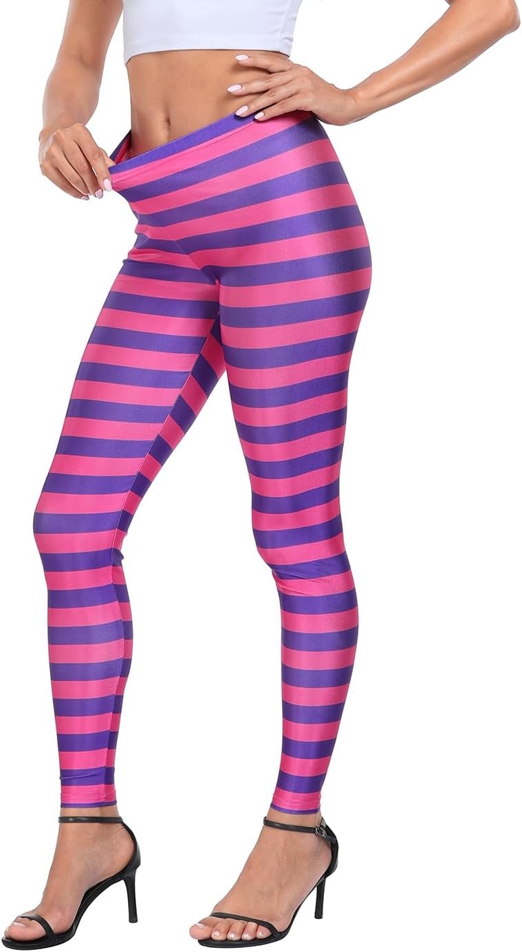 image:imageHDE Trendy Design Workout Leggings Fun Fashion Graphic Printed Cute PatternsG Cheshire Stripes