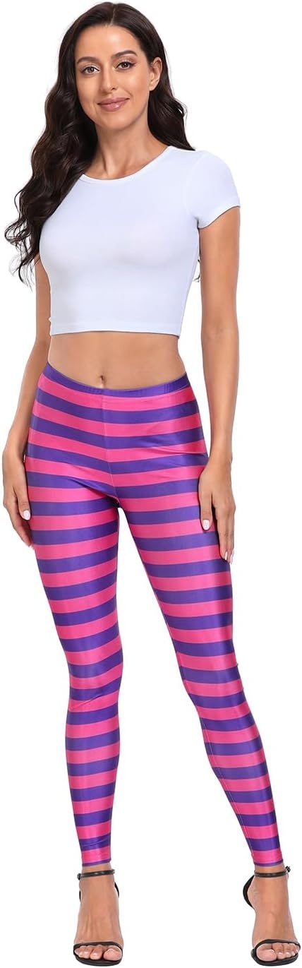 image:imageHDE Trendy Design Workout Leggings Fun Fashion Graphic Printed Cute PatternsG Cheshire Stripes