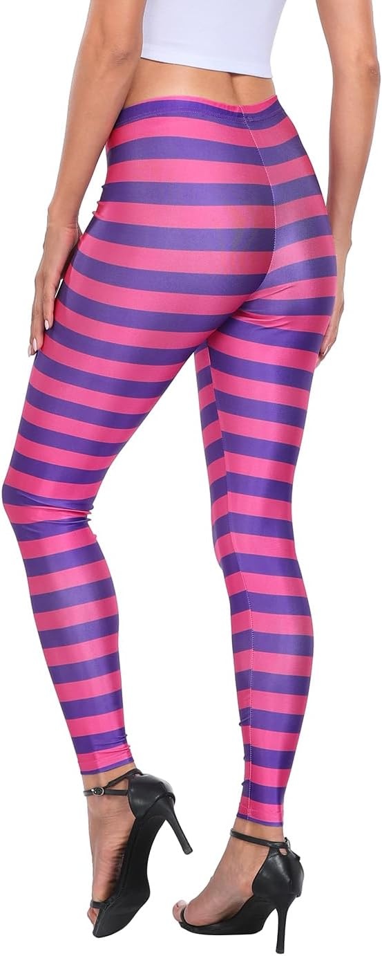 image:imageHDE Trendy Design Workout Leggings Fun Fashion Graphic Printed Cute PatternsG Cheshire Stripes
