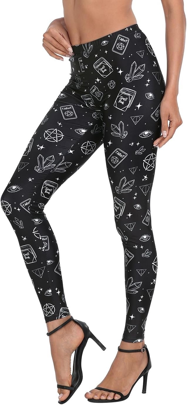image:imageHDE Trendy Design Workout Leggings Fun Fashion Graphic Printed Cute PatternsWitch Spells