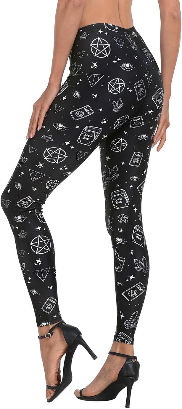 image:imageHDE Trendy Design Workout Leggings Fun Fashion Graphic Printed Cute PatternsWitch Spells