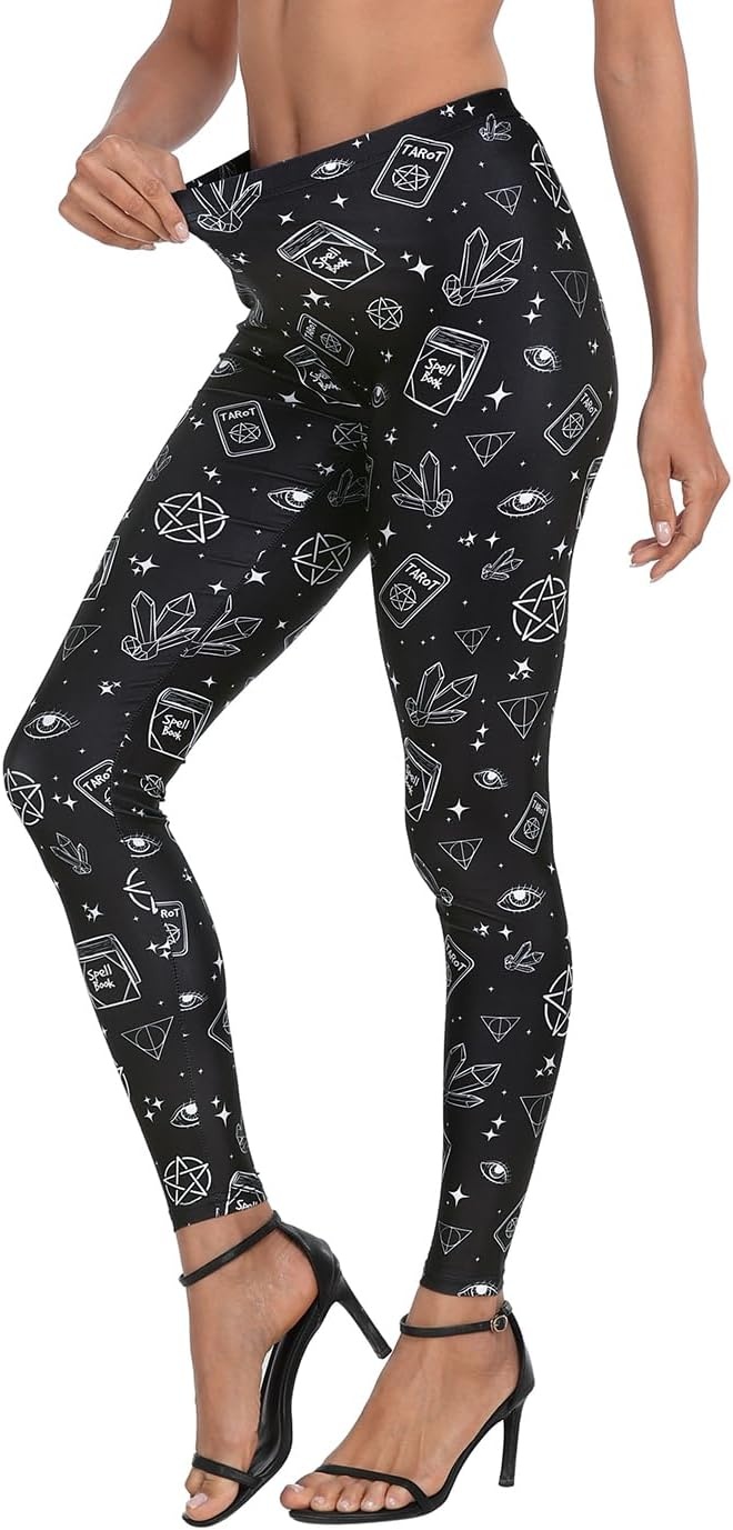 image:imageHDE Trendy Design Workout Leggings Fun Fashion Graphic Printed Cute PatternsWitch Spells