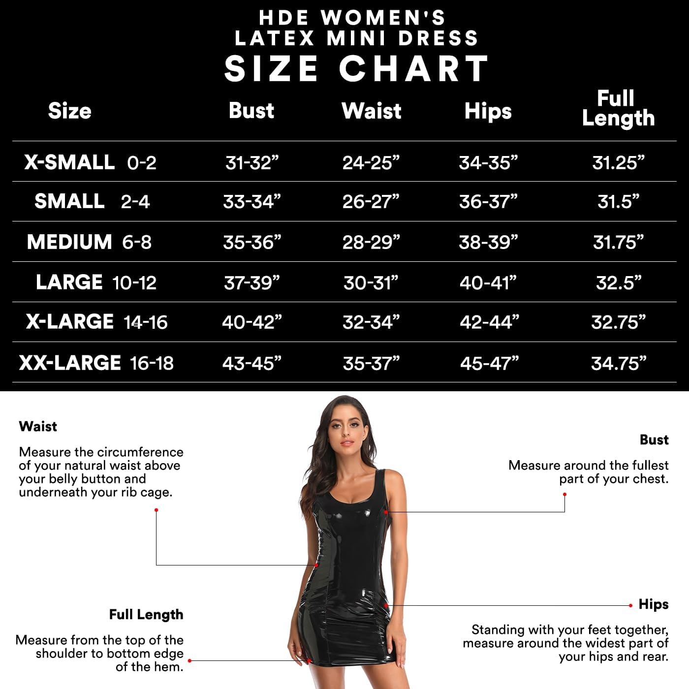 image:imageHDE Womens Latex Mini Dress Faux Leather Bodycon Sexy Club Dresses for WomenBlack