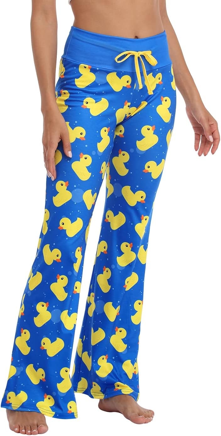 image:imageHDE Womens Pajama Pants Wide Leg Sleepwear Casual Loose Lounge Pant PJ BottomsDucks
