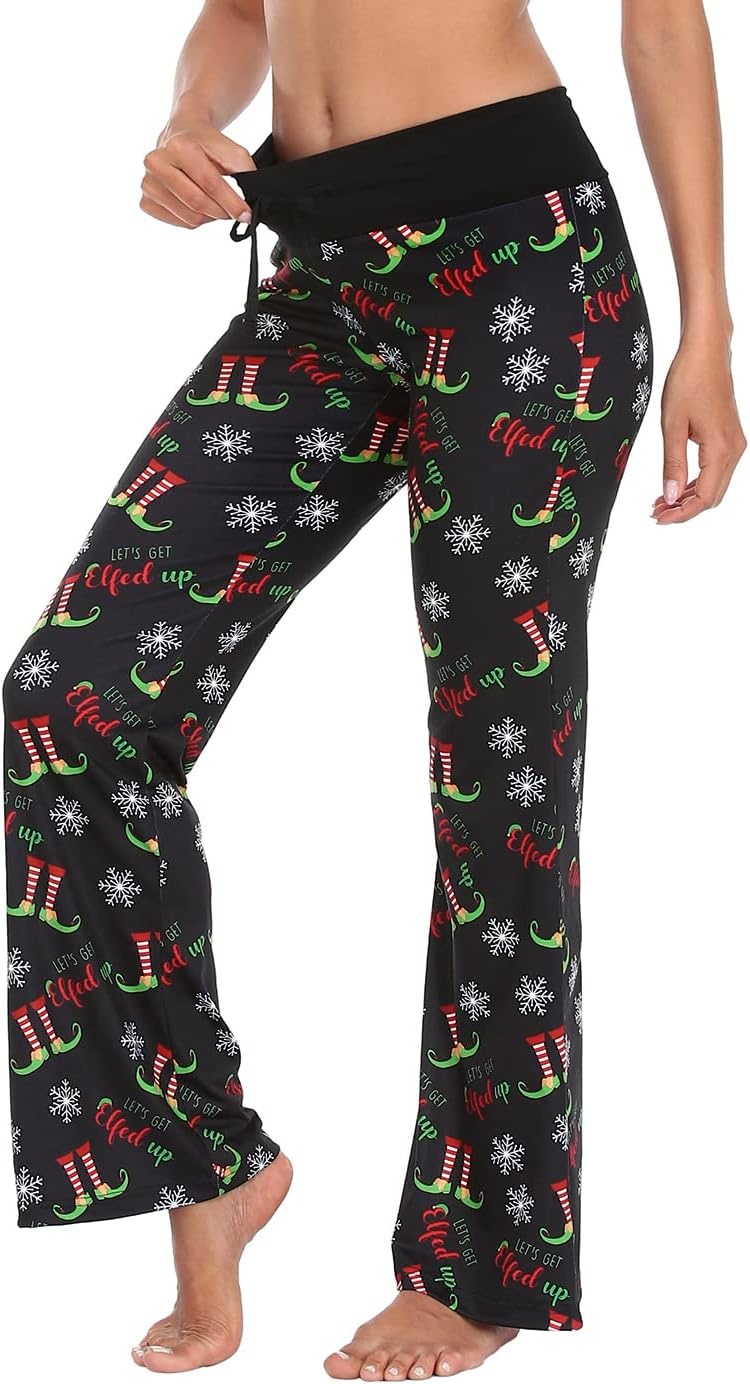 image:imageHDE Womens Pajama Pants Wide Leg Sleepwear Casual Loose Lounge Pant PJ BottomsElfed Up