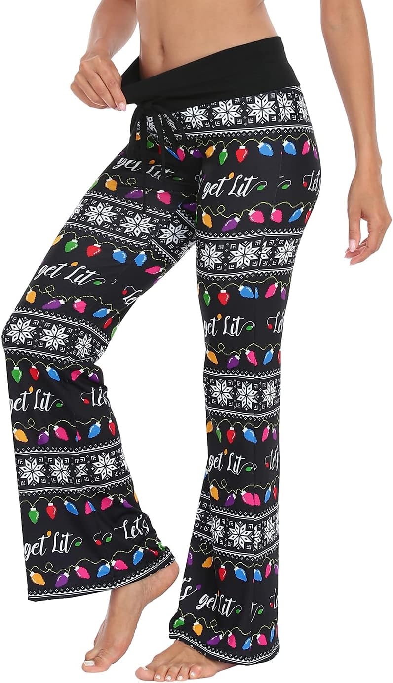 image:imageHDE Womens Pajama Pants Wide Leg Sleepwear Casual Loose Lounge Pant PJ BottomsGet Lit