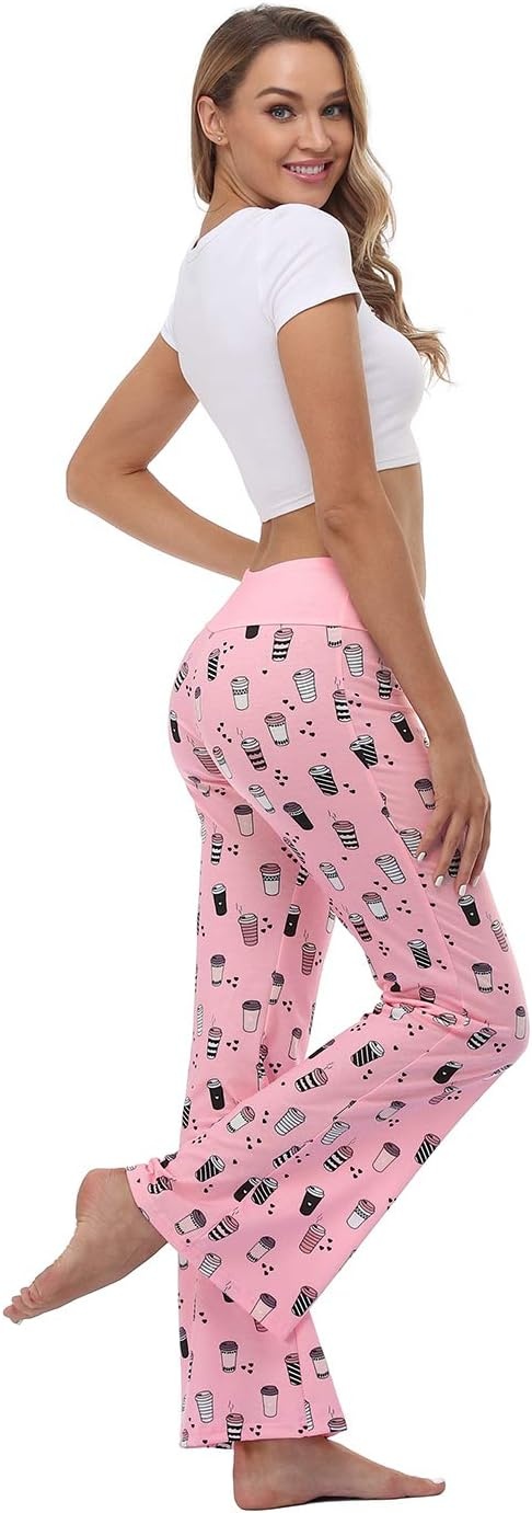 image:imageHDE Womens Pajama Pants Wide Leg Sleepwear Casual Loose Lounge Pant PJ BottomsPink Coffee