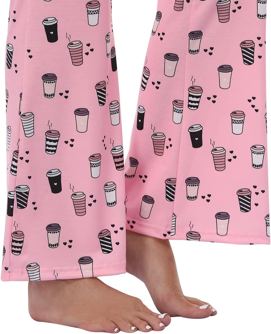 image:imageHDE Womens Pajama Pants Wide Leg Sleepwear Casual Loose Lounge Pant PJ BottomsPink Coffee