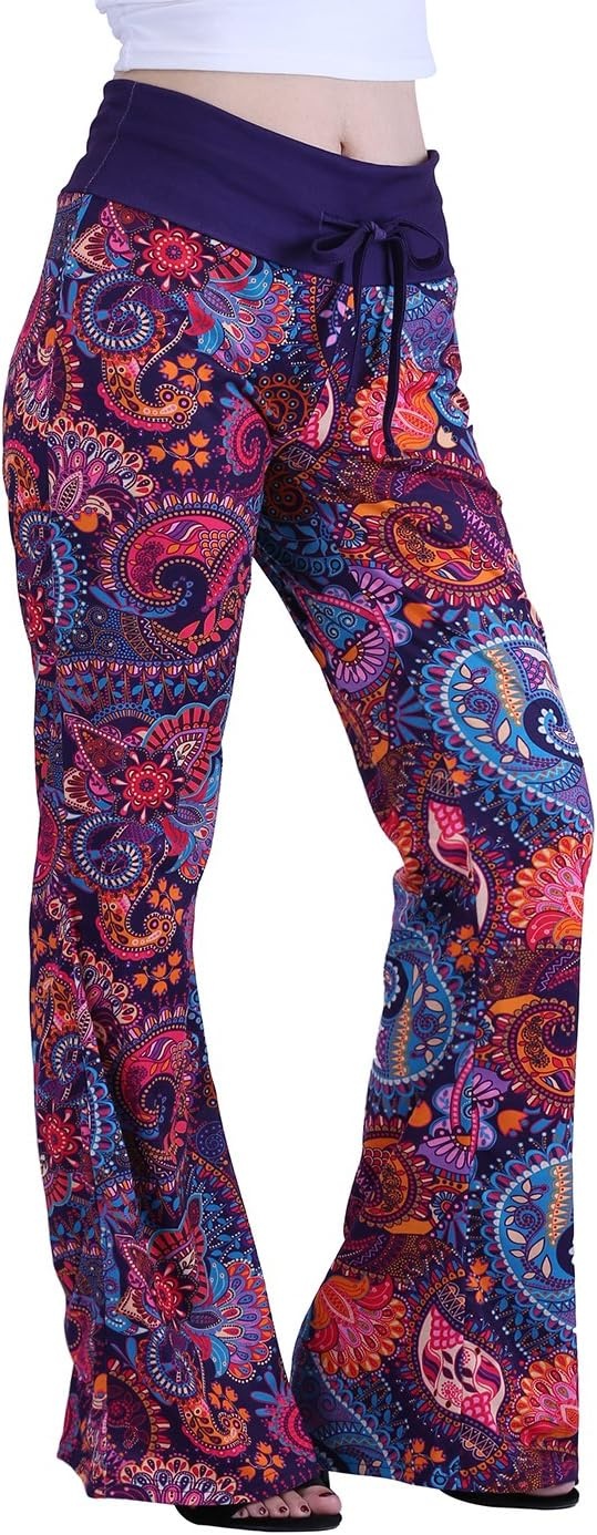 image:imageHDE Womens Pajama Pants Wide Leg Sleepwear Casual Loose Lounge Pant PJ BottomsPurple Paisley