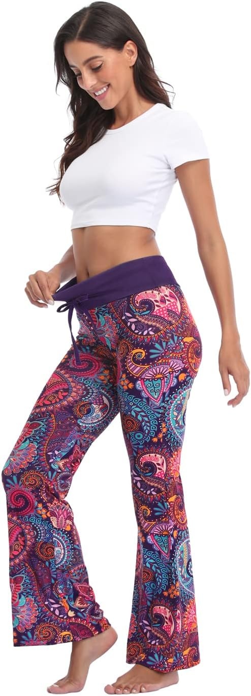 image:imageHDE Womens Pajama Pants Wide Leg Sleepwear Casual Loose Lounge Pant PJ BottomsPurple Paisley