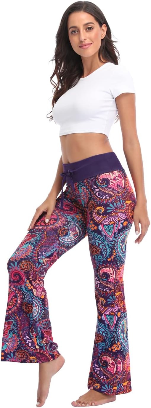 image:imageHDE Womens Pajama Pants Wide Leg Sleepwear Casual Loose Lounge Pant PJ BottomsPurple Paisley