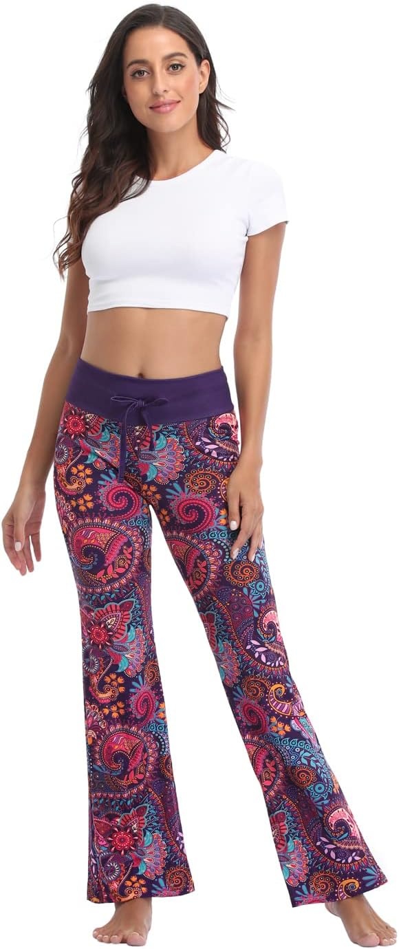 image:imageHDE Womens Pajama Pants Wide Leg Sleepwear Casual Loose Lounge Pant PJ BottomsPurple Paisley