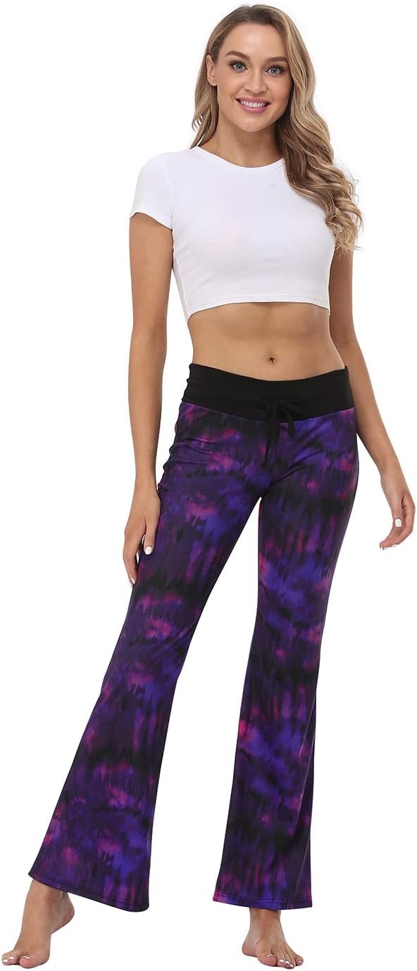 image:imageHDE Womens Pajama Pants Wide Leg Sleepwear Casual Loose Lounge Pant PJ BottomsPurple Tie Dye