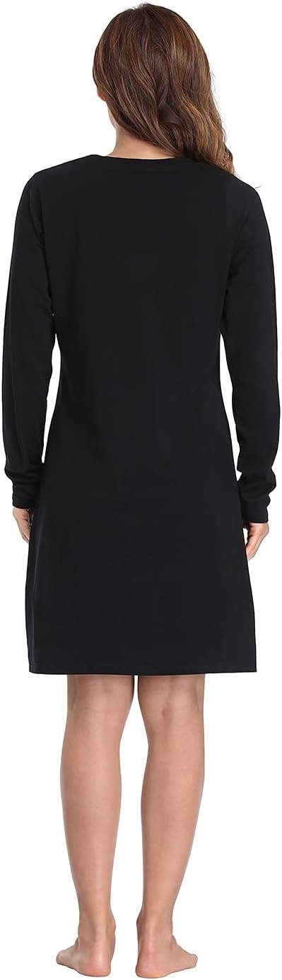 image:imageHDE Womens Sleepwear Cotton Nightgowns Long Sleeve Sleepshirt Print Night ShirtBuffalo Plaid Heart