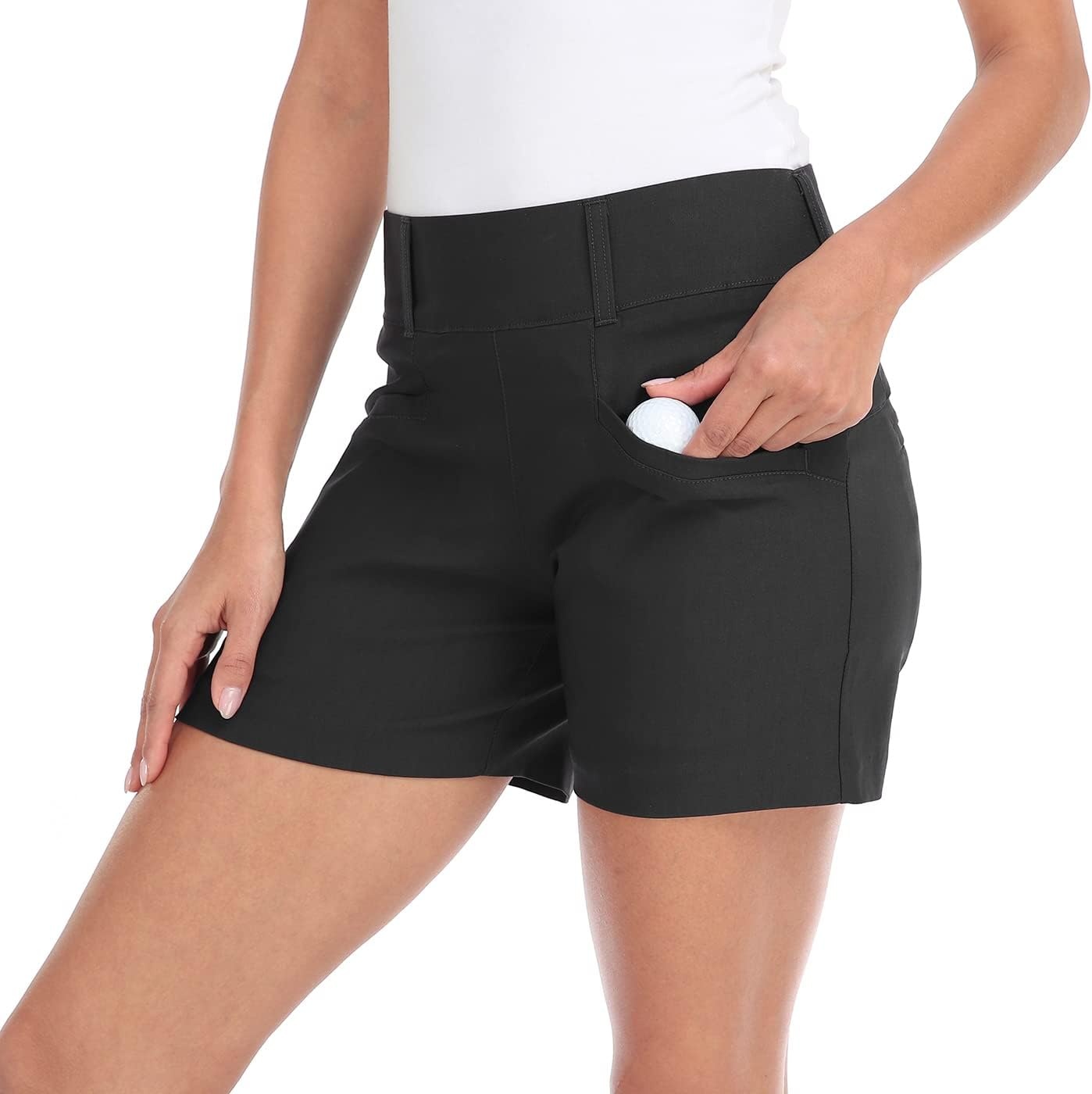 image:imageLRD Womens Golf Shorts 5 Inch Inseam Quick Dry Elastic Hiking Short with PocketsCharcoal