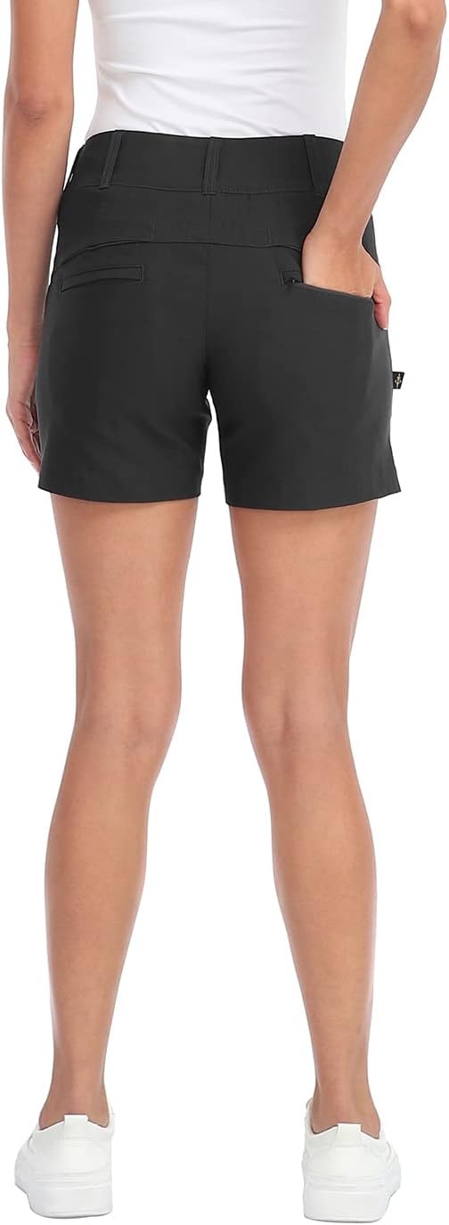 image:imageLRD Womens Golf Shorts 5 Inch Inseam Quick Dry Elastic Hiking Short with PocketsCharcoal