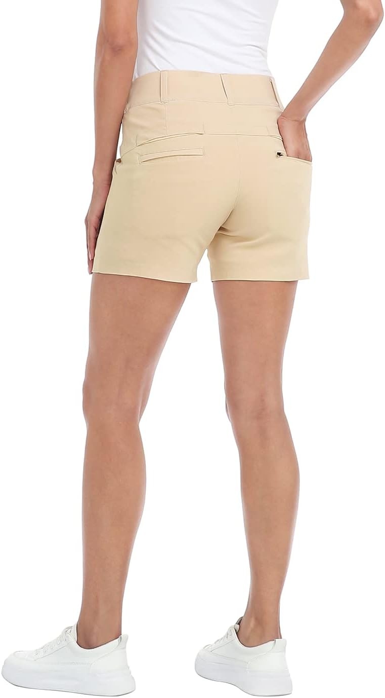 image:imageLRD Womens Golf Shorts 5 Inch Inseam Quick Dry Elastic Hiking Short with PocketsKhaki