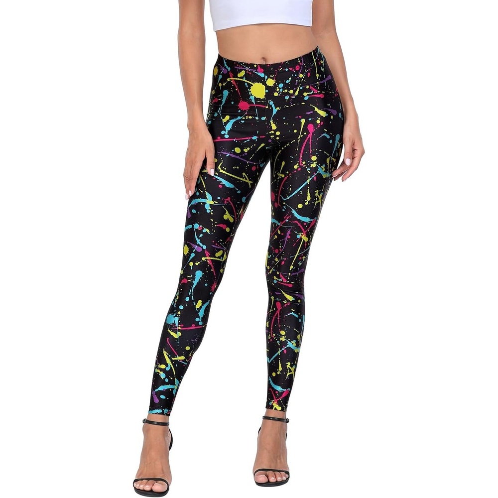 image:imageHDE Trendy Design Workout Leggings Fun Fashion Graphic Printed Cute PatternsB Paint Splatter