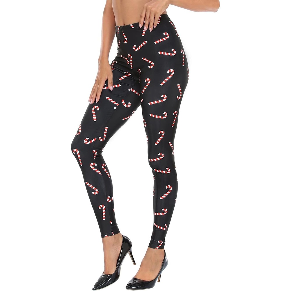 image:imageHDE Trendy Design Workout Leggings Fun Fashion Graphic Printed Cute PatternsCandy Canes