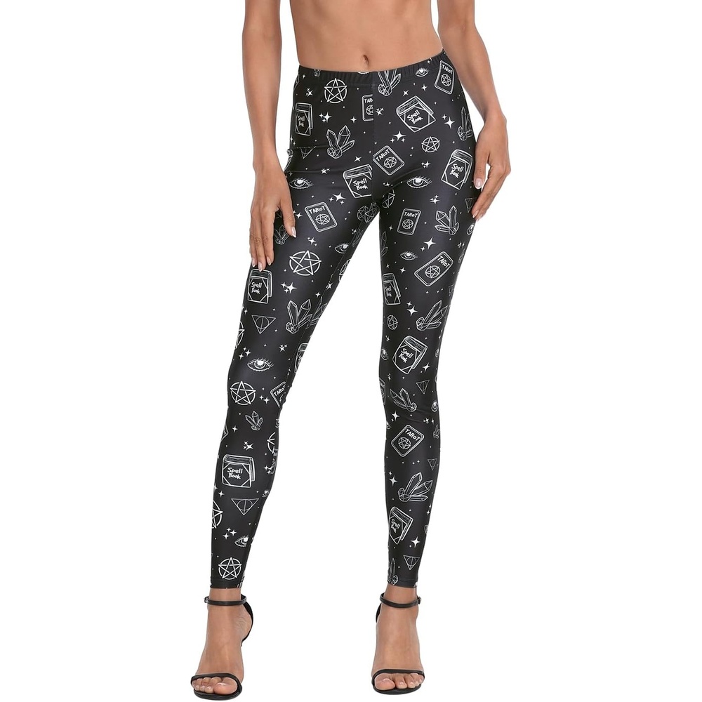 image:imageHDE Trendy Design Workout Leggings Fun Fashion Graphic Printed Cute PatternsWitch Spells