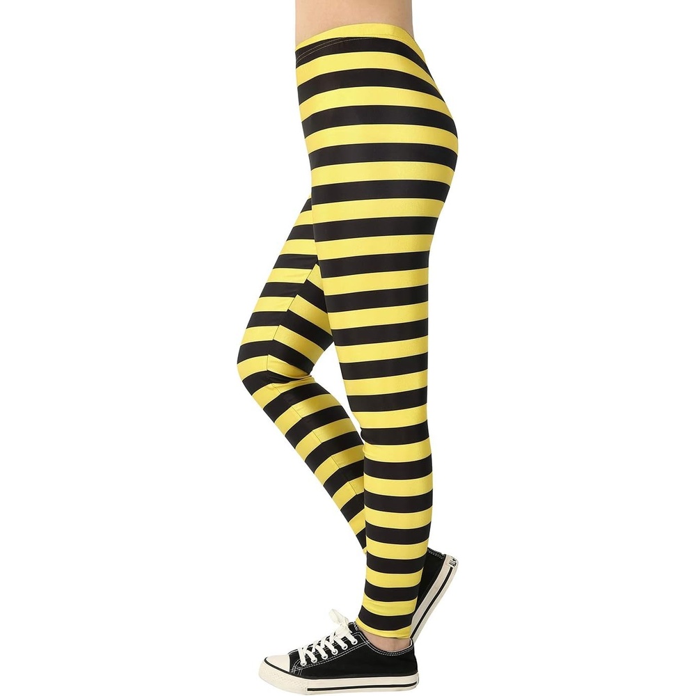 image:imageHDE Womens Funny Printed Leggings Digital Print Footless Stretchy TightsBlack Yellow