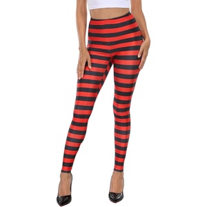 image:imageHDE Trendy Design Workout Leggings  Fun Fashion Graphic Printed Cute PatternsBlack and Red Horizontal Stripes