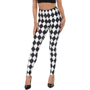 image:imageHDE Trendy Design Workout Leggings  Fun Fashion Graphic Printed Cute PatternsBlack and White Diamonds