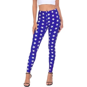 image:imageHDE Trendy Design Workout Leggings  Fun Fashion Graphic Printed Cute PatternsC Superhero Patriotic Stars