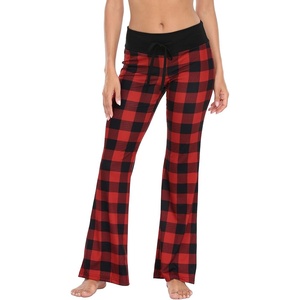 image:imageHDE Womens Pajama Pants Wide Leg Sleepwear Casual Loose Lounge Pant PJ BottomsBuffalo Plaid
