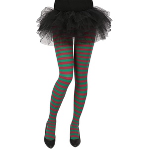 image:imageHDE Womens Striped Tights Full Length Footed Opaque Microfiber Stockings Stretchy Halloween Cosplay Costume Nylon PantyhoseA Red and Green