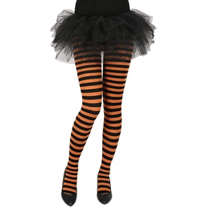 image:imageHDE Womens Striped Tights Full Length Footed Opaque Microfiber Stockings Stretchy Halloween Cosplay Costume Nylon PantyhoseE Black and Orange