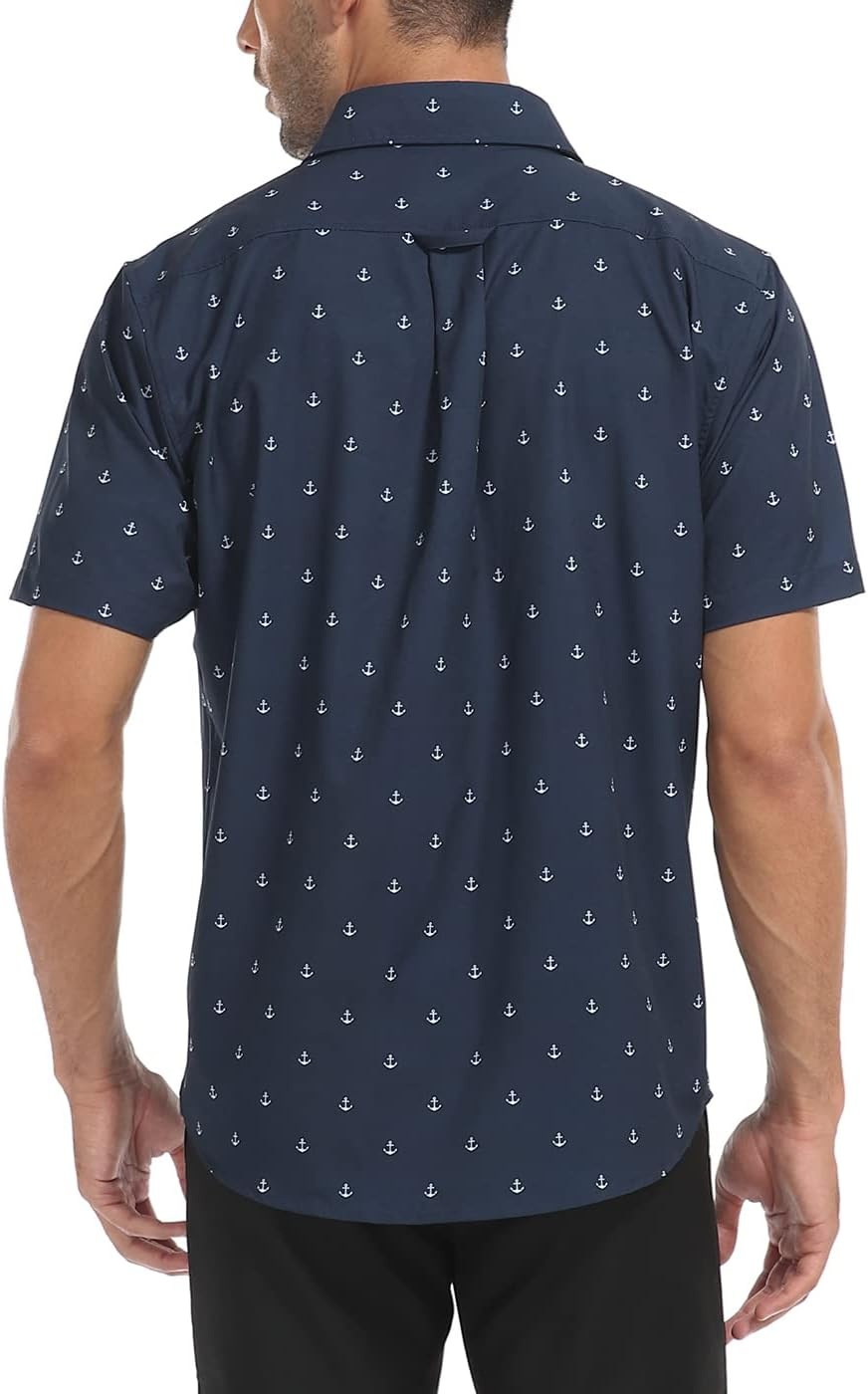 image:imageHDE Mens Casual Button Down Shirt S5XL Big Short Sleeve Floral Hawaiian PrintAnchors
