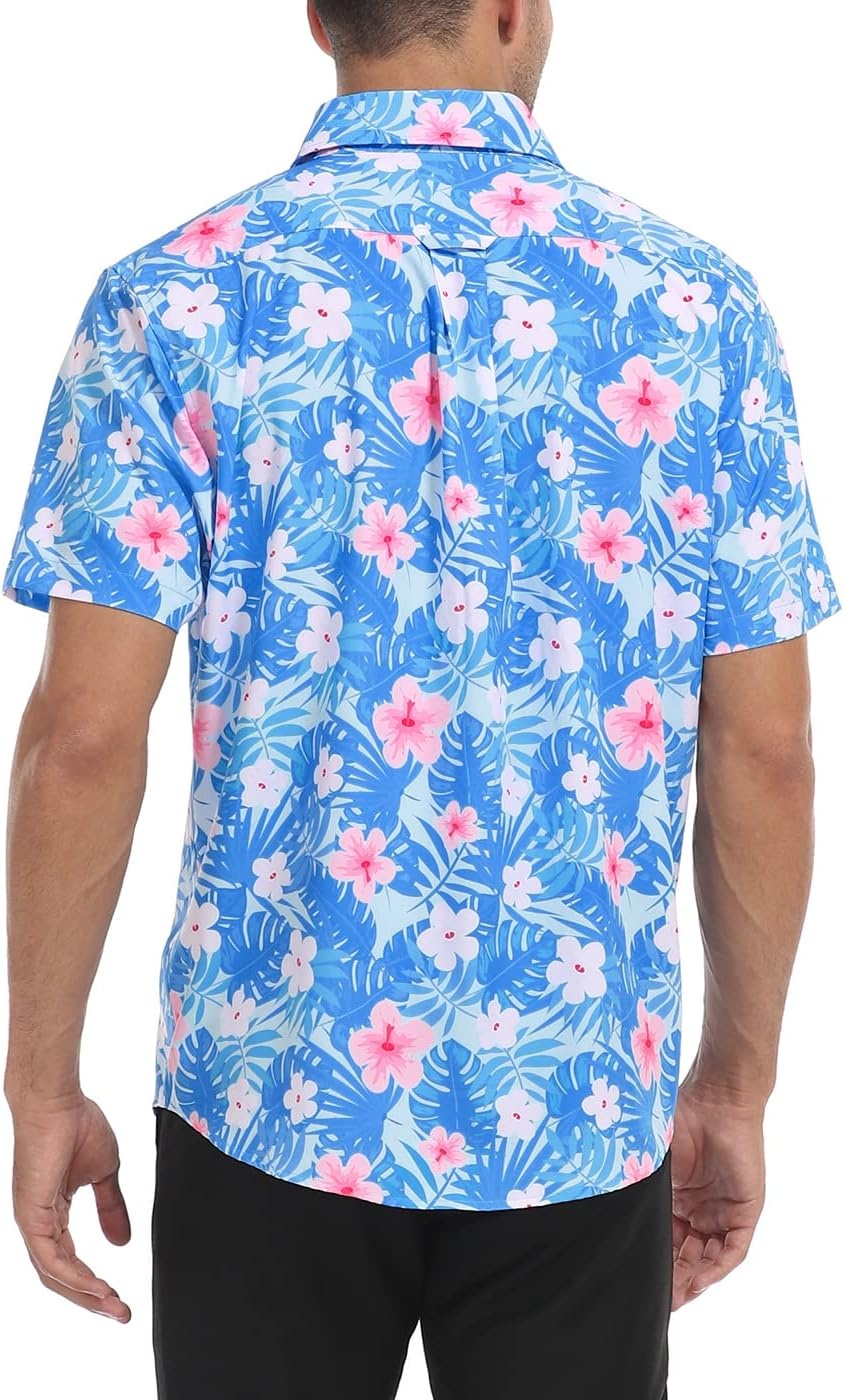 image:imageHDE Mens Casual Button Down Shirt S5XL Big Short Sleeve Floral Hawaiian PrintHawaiian Floral