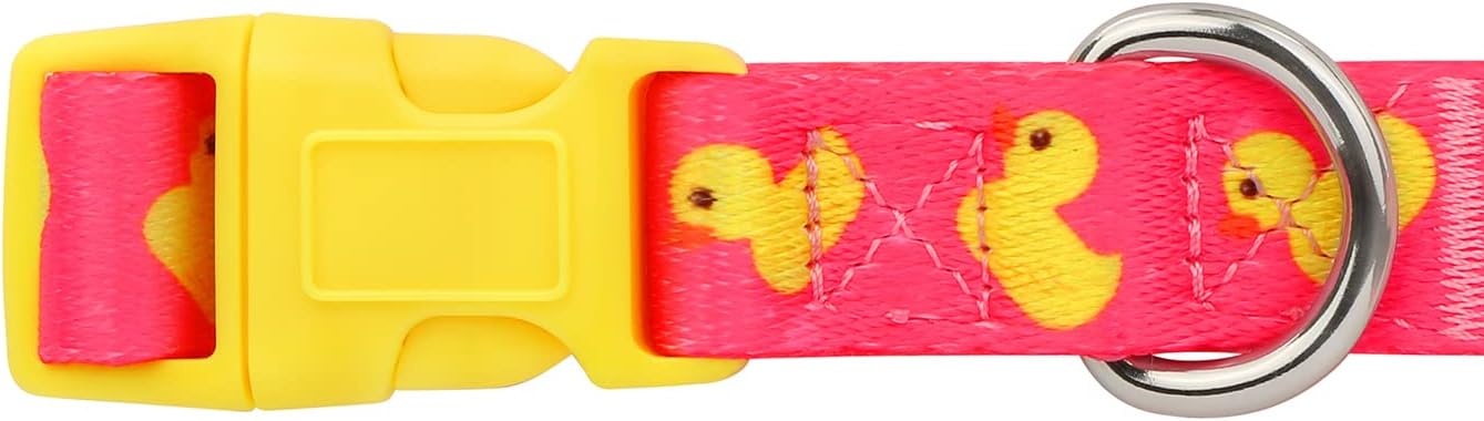 image:imageHDE Nylon Dog Collar Adjustable Soft Puppy Collars for Small Medium Large Dogs Dinosaurs MDucks Pink
