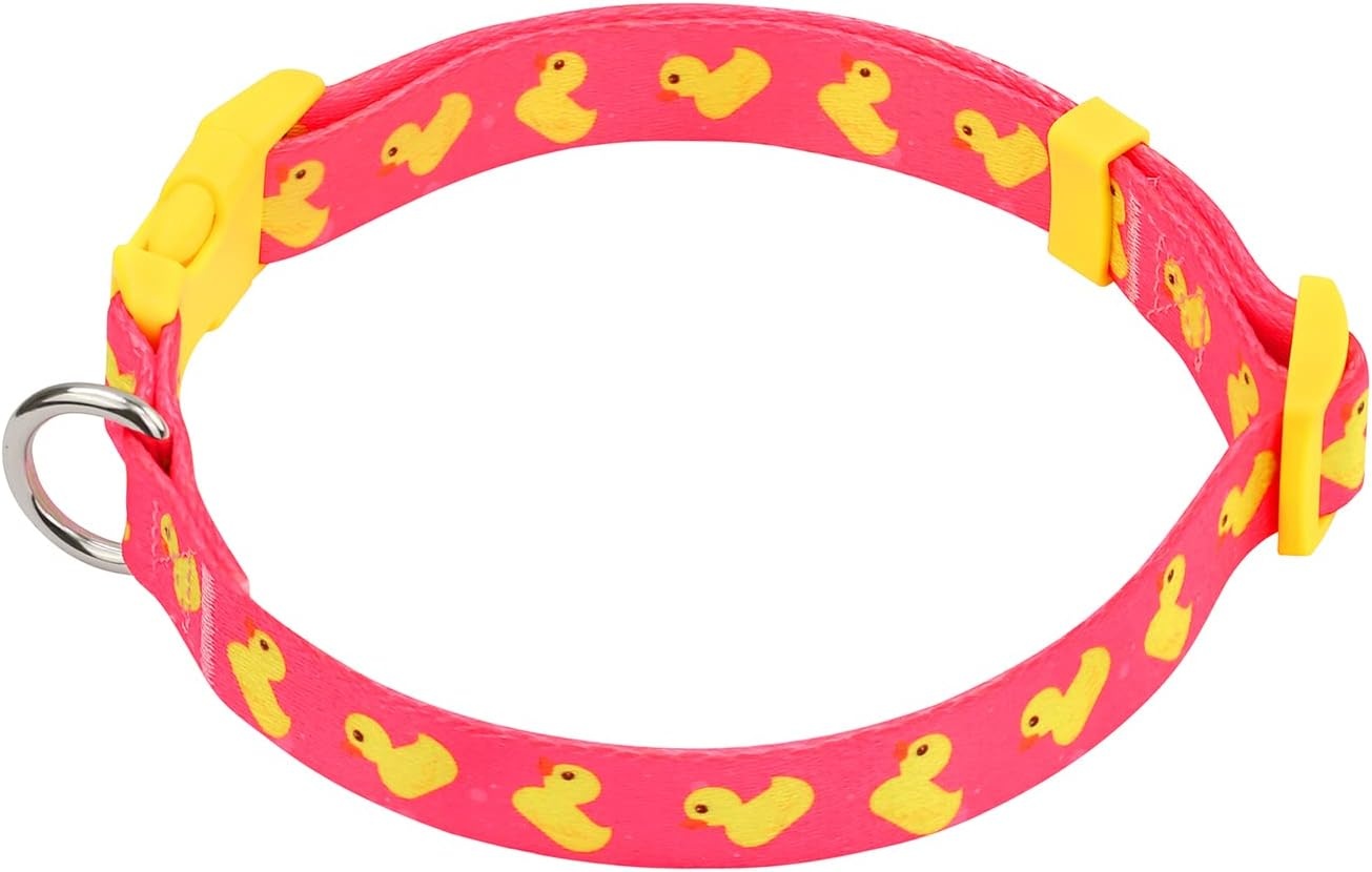 image:imageHDE Nylon Dog Collar Adjustable Soft Puppy Collars for Small Medium Large Dogs Dinosaurs MDucks Pink