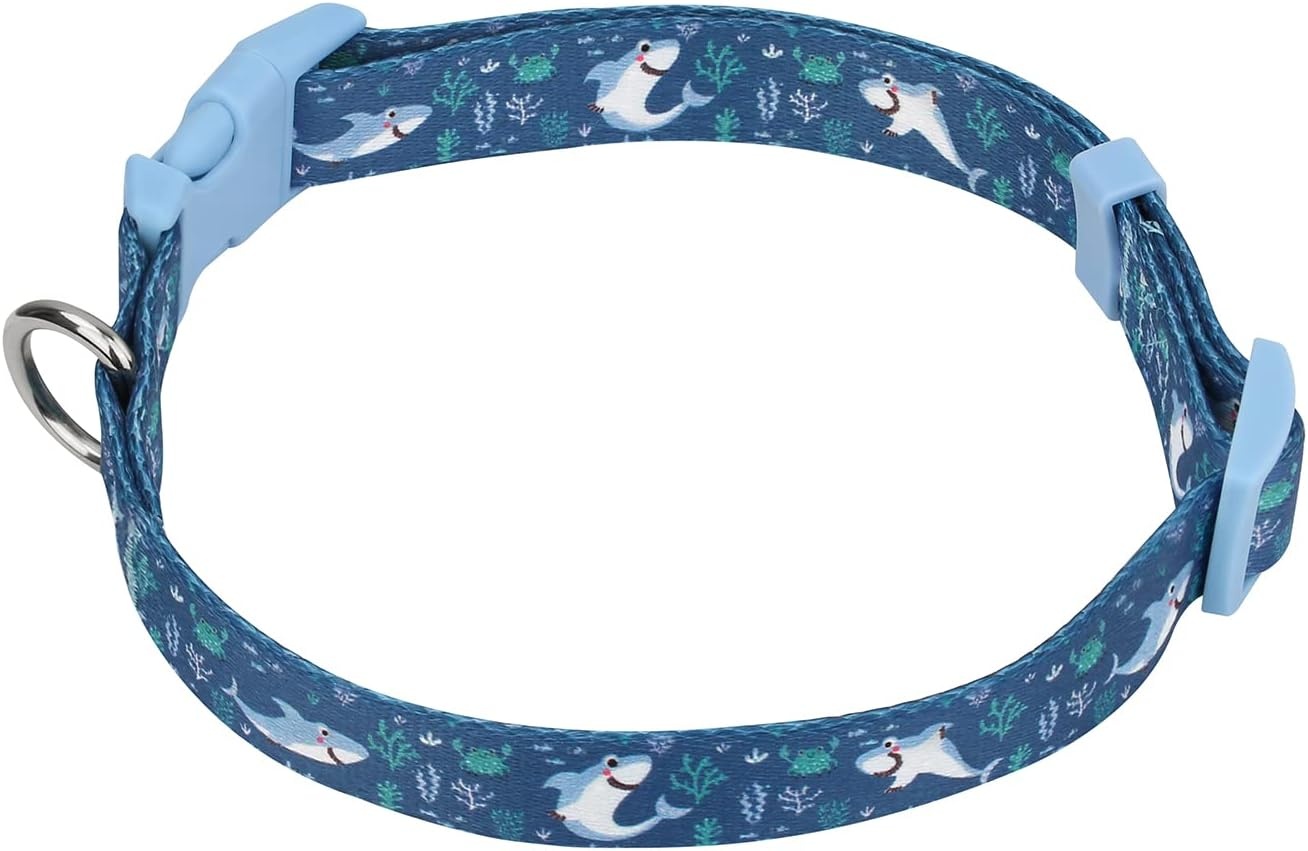 image:imageHDE Nylon Dog Collar Adjustable Soft Puppy Collars for Small Medium Large Dogs Dinosaurs MSharks