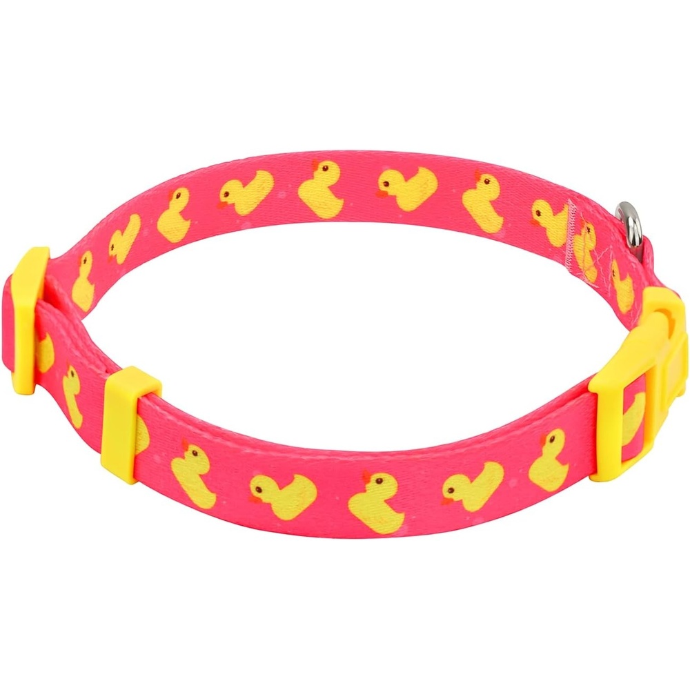 image:imageHDE Nylon Dog Collar Adjustable Soft Puppy Collars for Small Medium Large Dogs Dinosaurs MDucks Pink