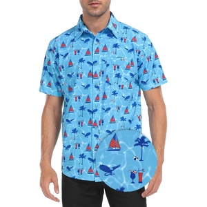 image:imageHDE Mens Casual Button Down Shirt S5XL Big Short Sleeve Floral Hawaiian PrintPatriotic Vacation